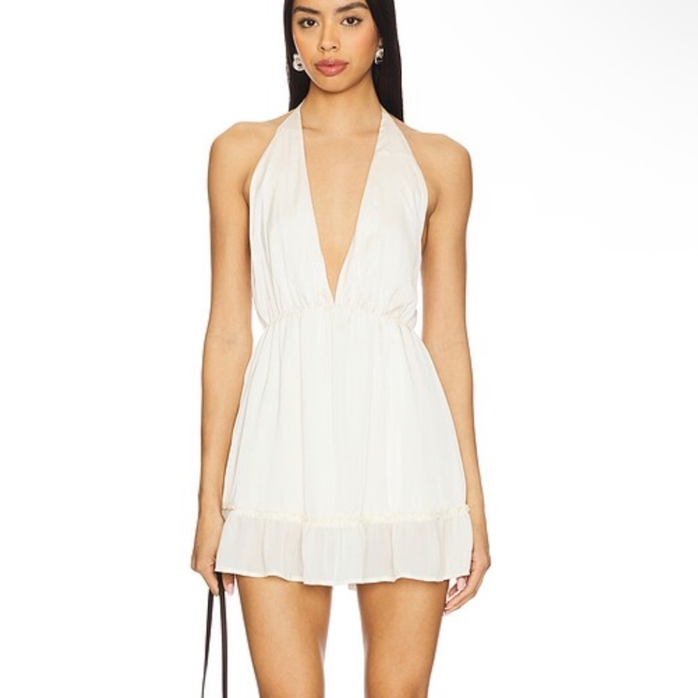 Amelie Teje Lilliana Sundress mini dress Ivory Cream Halter Neck Revolve S